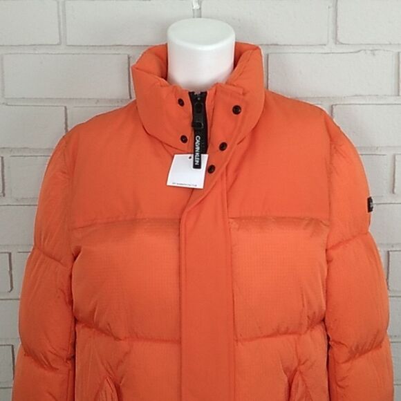 Calvin Klein Winter Orange Puffer Coat. Size Small. Unisex NWT - Picture 2 of 16